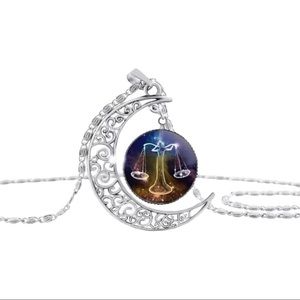 LIBRA Zodiac Crescent Moon Pendant Necklace